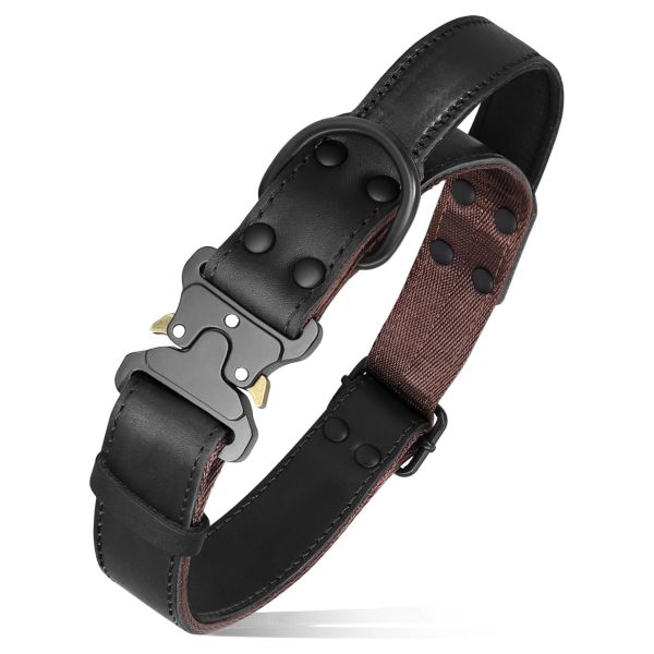 Pet Tactical Leather Dog Collar