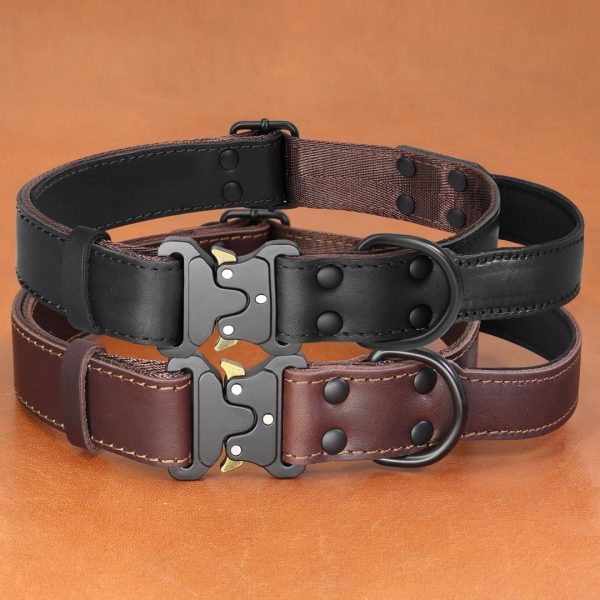Pet Tactical Leather Dog Collar