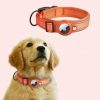 Custom Air tag dog collar with reflective stripe leather pocket for tag tracker Apple connecting pet collar