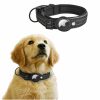 Custom Air tag dog collar with reflective stripe leather pocket for tag tracker Apple connecting pet collar